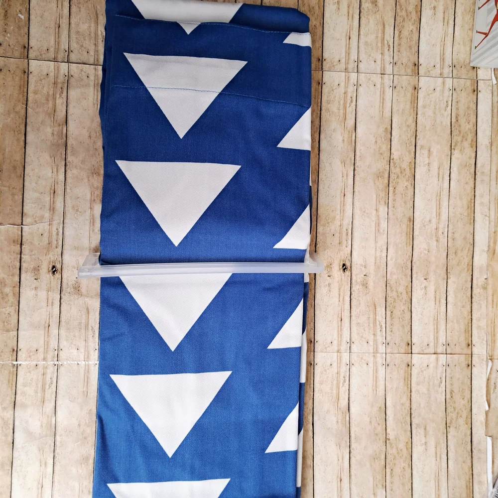 Cloud Island 2 Panels Thick Blue & White Triangle Prints Curtains With Back Tab